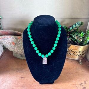 Jade and Silver Necklace Upcycled Necklace